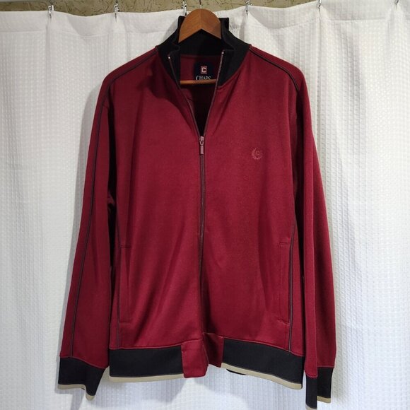 Chaps Track Jacket Men's Large Long Sleeve Ribbed High Neck Cuffs Waist Retro - Picture 1 of 6